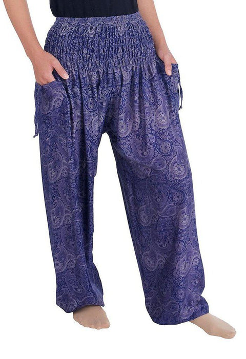 Sea Horse Harem Trousers-Smocked-Lannaclothesdesign Shop-Lannaclothesdesign Shop