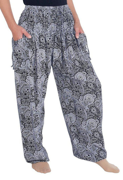 Sea Horse Harem Trousers-Smocked-Lannaclothesdesign Shop-Lannaclothesdesign Shop