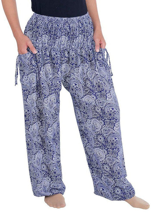 Sea Horse Harem Trousers-Smocked-Lannaclothesdesign Shop-Lannaclothesdesign Shop