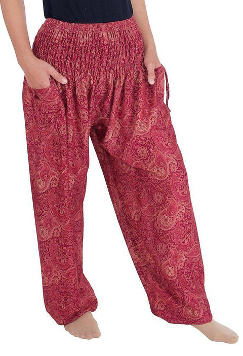 Sea Horse Harem Trousers-Smocked-Lannaclothesdesign Shop-Lannaclothesdesign Shop