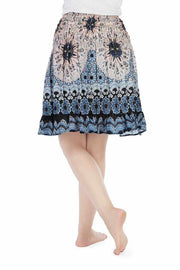 SHORT FLORAL MANDALA BOHO SKIRT-Rayon Skirt-Lannaclothesdesign Shop-Lannaclothesdesign Shop