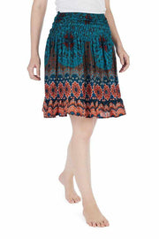 SHORT FLORAL MANDALA BOHO SKIRT-Rayon Skirt-Lannaclothesdesign Shop-Lannaclothesdesign Shop