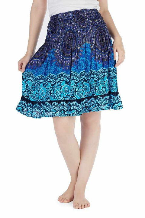 SHORT MANDALA BOHO SKIRT-Rayon Skirt-Lannaclothesdesign Shop-Lannaclothesdesign Shop