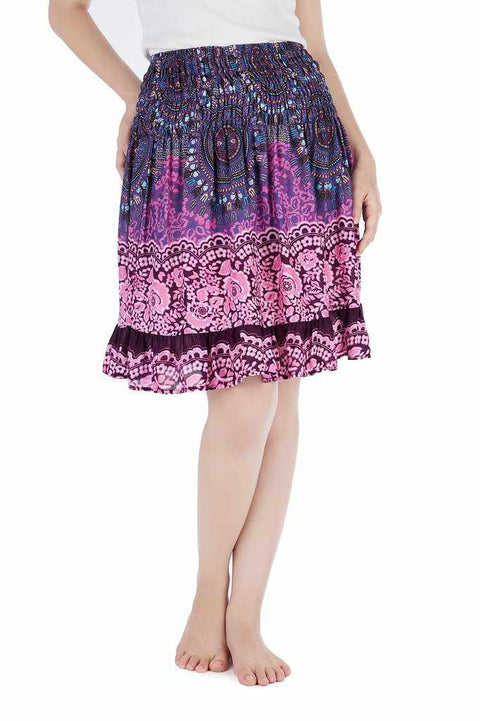 SHORT MANDALA BOHO SKIRT-Rayon Skirt-Lannaclothesdesign Shop-Lannaclothesdesign Shop