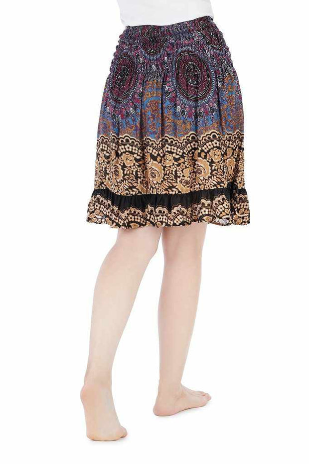 SHORT MANDALA BOHO SKIRT-Rayon Skirt-Lannaclothesdesign Shop-Lannaclothesdesign Shop