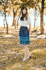 SHORT MANDALA BOHO SKIRT-Rayon Skirt-Lannaclothesdesign Shop-Size XS/S-Blue-Lannaclothesdesign Shop