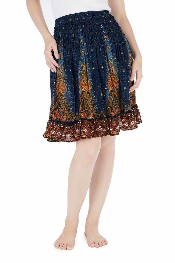 SHORT PEACOCK BOHO SKIRT - Lannaclothesdesign Shop