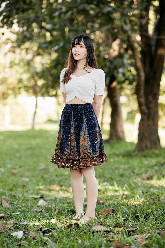 SHORT PEACOCK BOHO SKIRT - Lannaclothesdesign Shop