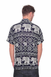 Short Sleeve Elephant Print Aloha shirt-Men Shirt-Lannaclothesdesign Shop-Small-Lannaclothesdesign Shop