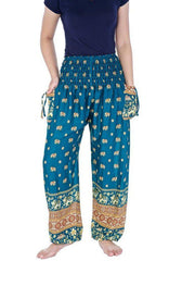 Small Elephant Harem Pants-Smocked-Lannaclothesdesign Shop-Small-Teal-Lannaclothesdesign Shop