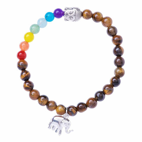 Stretchy Buddha and Elephant Bracelet-Bracelet-Lannaclothesdesign Shop-Brown-Lannaclothesdesign Shop
