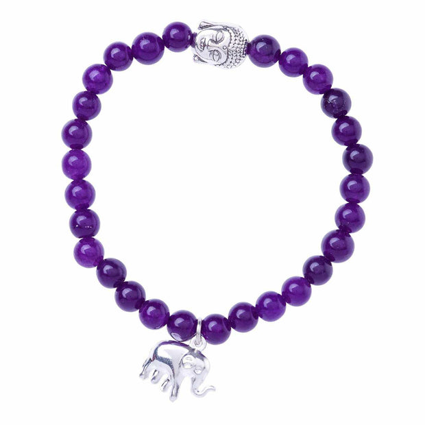 Stretchy Buddha and Elephant Bracelet-Bracelet-Lannaclothesdesign Shop-Purple-Lannaclothesdesign Shop