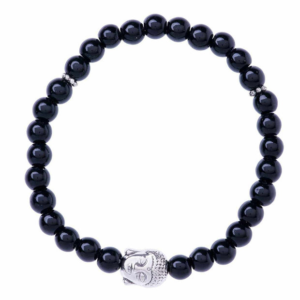 Stretchy Buddha Head Bracelet-Bracelet-Lannaclothesdesign Shop-Black-Lannaclothesdesign Shop