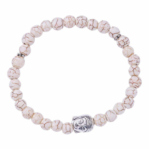 Stretchy Buddha Head Bracelet-Bracelet-Lannaclothesdesign Shop-White-Lannaclothesdesign Shop