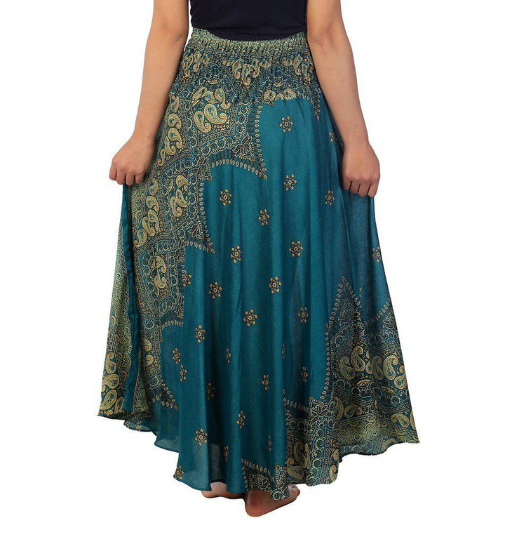 WOMENS TEAL BOHO MAXI SKIRT - Lannaclothesdesign Shop