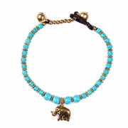 Turquoise Quartz Beads and Silver Bells Bracelet-Bracelet-Lannaclothesdesign Shop-Lannaclothesdesign Shop