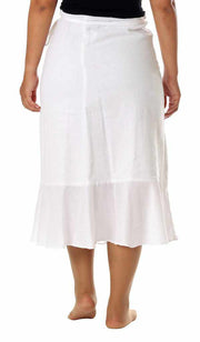 WHITE COTTON MIDI SKIRT-Rayon Skirt-Lannaclothesdesign Shop-Lannaclothesdesign Shop