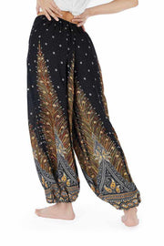 WOMEN BLACK FLOWY PANTS-Jenny Pants-Lannaclothesdesign Shop-Lannaclothesdesign Shop