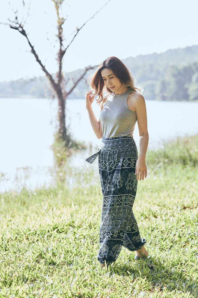 Women black Hippie Trousers - Lannaclothesdesign Shop