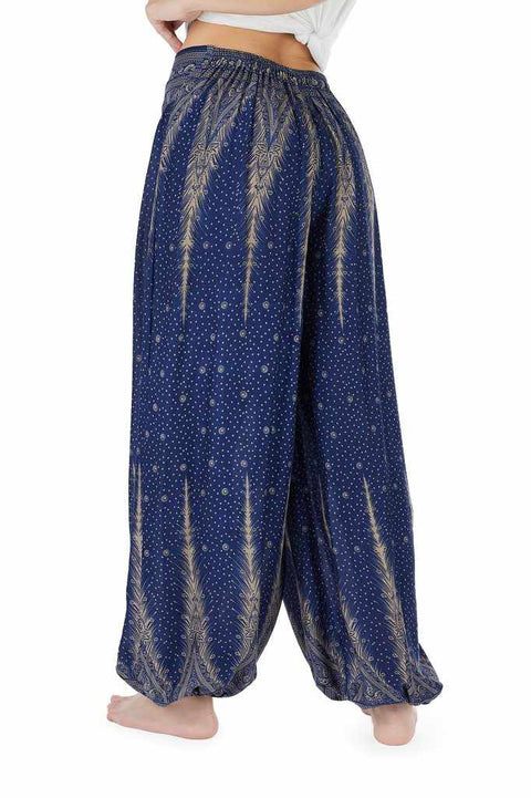 Women Blue Harem Pants-Jenny Pants-Lannaclothesdesign Shop-Lannaclothesdesign Shop