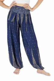 Women Blue Harem Pants-Jenny Pants-Lannaclothesdesign Shop-Lannaclothesdesign Shop
