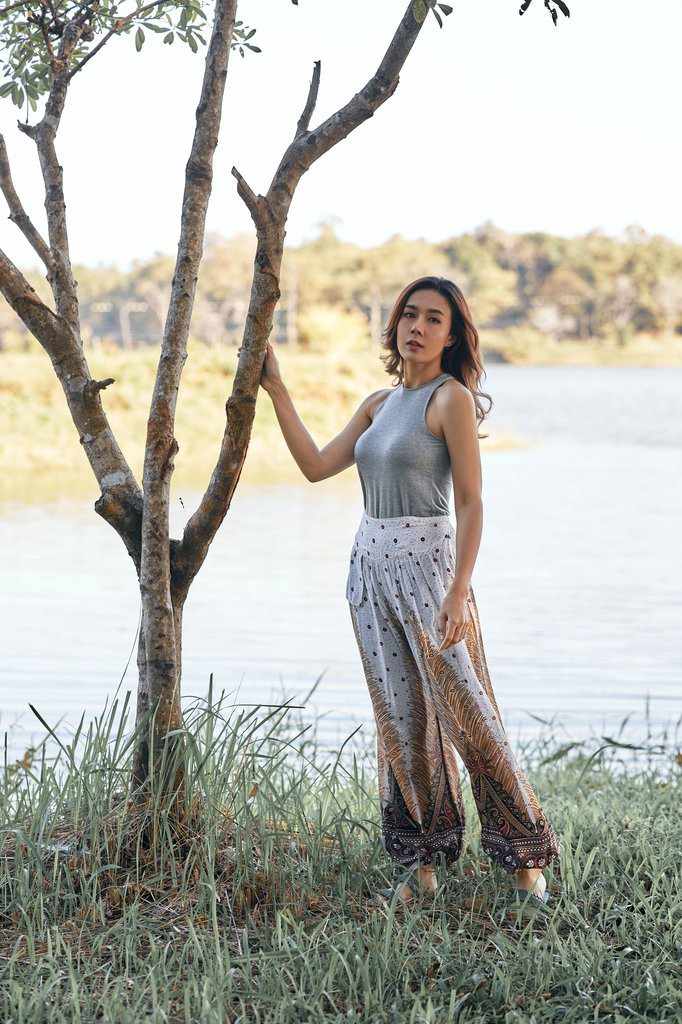 Women White Harem Pants - Peacock - Lannaclothesdesign Shop