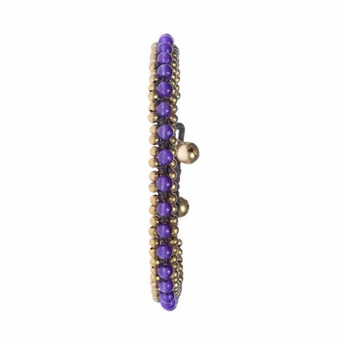 Womens Amethyst Fashion Anklet Beaded Quartz and Brass Handmade Thai Jewelry-Anklet-Lannaclothesdesign Shop-Lannaclothesdesign Shop