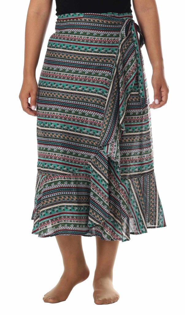 WOMENS BOHO WRAP SKIRT-Rayon Skirt-Lannaclothesdesign Shop-Lannaclothesdesign Shop