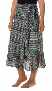 WOMENS BOHO WRAP SKIRT-Rayon Skirt-Lannaclothesdesign Shop-XS/S-Lannaclothesdesign Shop