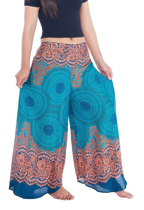Womens Rose Design Wide Leg Palazzo Pants-Palazzo-Lannaclothesdesign Shop-Lannaclothesdesign Shop