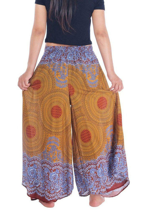 Womens Rose Design Wide Leg Palazzo Pants-Palazzo-Lannaclothesdesign Shop-Lannaclothesdesign Shop