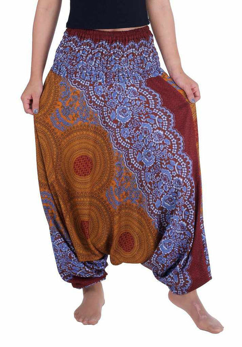 Yoga Harem Pants-Harem Jumpsuit-Lannaclothesdesign Shop-Small-Medium-Brown-Lannaclothesdesign Shop